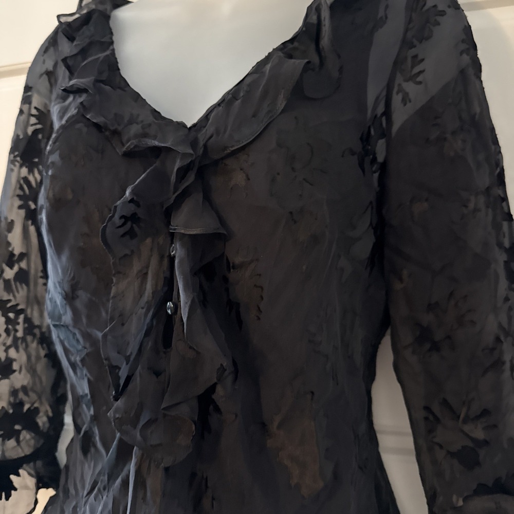 Vintage ECI Top Womens Size S Black Sheer Silk Fairy Whimsy Festival Witchy NWT
